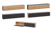 טען את התמונה לגלריה , מזנון מרחף בעיצוב מודרני בעל שני תאי אחסון גדולים