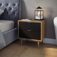 טען את התמונה לגלריה , זוג שידות לילה מודרניות ואלגנטיות באלון מגירות בשחור