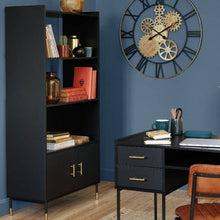 טען את התמונה לגלריה , ספריה מעוצבת ויוקרתית בגימור שחור ונגיעות מוזהבות