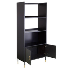 טען את התמונה לגלריה , ספריה מעוצבת ויוקרתית בגימור שחור ונגיעות מוזהבות -פתוח