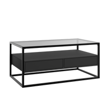 טען את התמונה לגלריה , שולחן סלון יוקרתי המשלב מתכת עץ וזכוכית בשלושה צבעים לבחירה