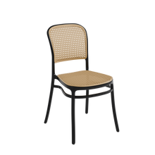 טען את התמונה לגלריה , כיסא שחור דמוי ראטן - מבט מהצד