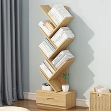 טען את התמונה לגלריה , מעמד ספרים 6 מדפים המשלב מגירת אחסון