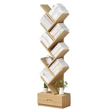 טען את התמונה לגלריה , מעמד ספרים מעוצב המשלב מגירת אחסון עשוי עץ