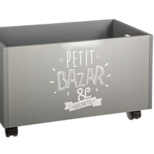 טען את התמונה לגלריה , קופסת אחסון מעץ על גלגלים אפור