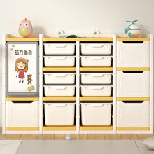 טען את התמונה לגלריה , מערכת אחסון לחדר בילדים Creemy משלבת 14 תאי אחסון, מדפים ולוח מחיק, מבית Kidstuff