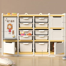 טען את התמונה לגלריה , מערכת אחסון לחדר בילדים Creemy משלבת 14 תאי אחסון, מדפים ולוח מחיק, מבית Kidstuff