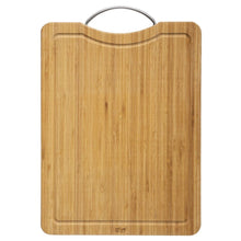 טען את התמונה לגלריה , קרש חיתוך עשוי במבוק עם ידית נירוסטה