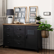 טען את התמונה לגלריה , שידת אחסון מעוצבת רטרו עם 6 מגירות