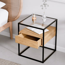 טען את התמונה לגלריה , שידת צד יוקרתית בצבע אלון - מגירה פתוחה