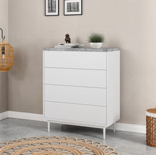 טען את התמונה לגלריה , שידת קומודה ארבע מגירות בטון לבן