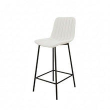 טען את התמונה לגלריה , כיסא בר מרופד ורך בלבן