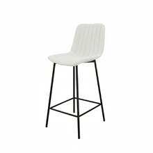 טען את התמונה לגלריה , כיסא בר מרופד ורך בלבן