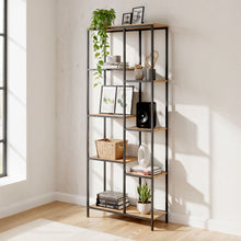 טען את התמונה לגלריה , ספריה מודרנית מדורגת לעיצוב הבית אלון ושחור