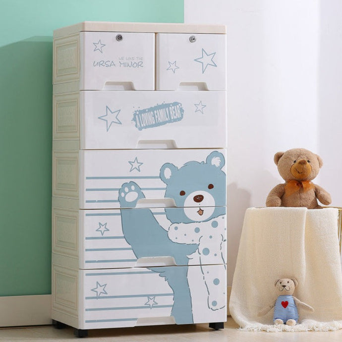 ארון אחסון מודולרי לחדר ילדים - דגם דובי תכלת עם צעיף