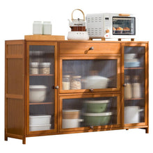 טען את התמונה לגלריה , יחידת אחסון מבמבוק למטבח המשלבת מגוון פתרונות אחסון