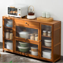 טען את התמונה לגלריה , יחידת אחסון מבמבוק למטבח המשלבת מגוון פתרונות אחסון