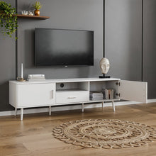 טען את התמונה לגלריה , מזנון טלוויזיה בעיצוב מודרני קלאסי בצבע לבן פתוח