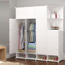 טען את התמונה לגלריה , ארון אחסון מודולרי משלב 2 תאי תלייה עם 14 תאי אחסון ו2 מדפים