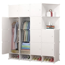 טען את התמונה לגלריה , ארון אחסון מודולרי משלב 2 תאי תלייה עם 14 תאי אחסון ו2 מדפים