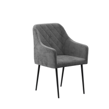 טען את התמונה לגלריה , כורסת קטיפה מרופדת ובדוגמת מעוינים נוחה ומפנקת אפור