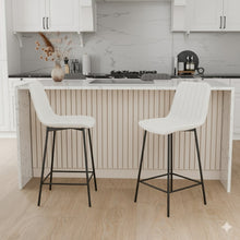 טען את התמונה לגלריה , כיסא בר מרופד ורך בלבן