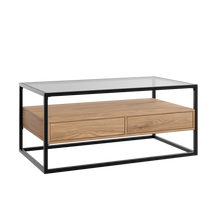 טען את התמונה לגלריה , שולחן סלון יוקרתי בצבע אלון עם שני מגירות