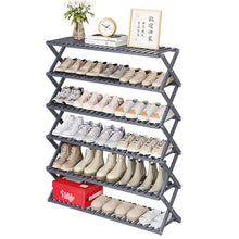 טען את התמונה לגלריה , יחידת אחסון מבמבוק לנעליים מתקפלת עם 6 מדפים