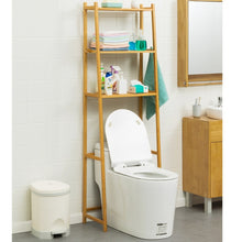 טען את התמונה לגלריה , מעמד מעץ במבוק מעל השירותים עם 3 מדפים