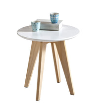 טען את התמונה לגלריה , שולחן צד קפה בעל עיצוב אלגנטי משולב רגלי עץ אורן מלוכסנות ואיכותיות
