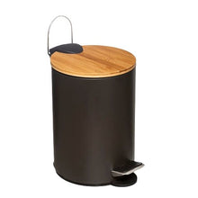 טען את התמונה לגלריה , פח אשפה לשירותים משולב מכסה עץ 3 ליטר במגוון צבעים לבחירה
