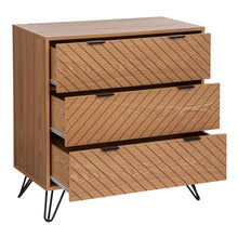 טען את התמונה לגלריה , שידת 3 מגירות יוקרתית מעץ ורגלי ברזל