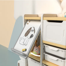 טען את התמונה לגלריה , מערכת אחסון לחדר הילדים בעיצוב רכבת מדליקה כולל לוח מחיק ומדפים