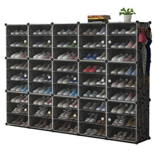 טען את התמונה לגלריה , יחידת אחסון מודולרית ענקית מתאימה לכ-90 זוגות נעליים המשלבת 45 מדפים, 15 דלתות שקופות, עשוי PVC ומסגרת פלדה