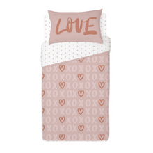 טען את התמונה לגלריה , סט מצעים יחיד 100% כותנה דגם LOVE