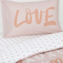 טען את התמונה לגלריה , סט מצעים יחיד 100% כותנה דגם LOVE
