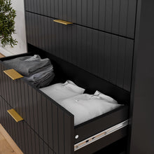 טען את התמונה לגלריה , קומודה ארבע מגירות יוקרתית שחור מבט מקרוב