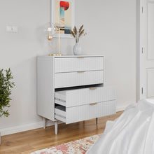 טען את התמונה לגלריה , קומודה ארבע מגירות יוקרתית לבן מגירות פתוחות