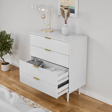 טען את התמונה לגלריה , קומודה ארבע מגירות יוקרתית לבן מגירות פתוחות