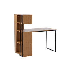 טען את התמונה לגלריה , שולחן מחשב מודרני כולל מדפים מובנים אלון