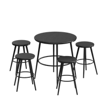 טען את התמונה לגלריה , החבילה המושלמת: שולחן בר עגול ו-4 כיסאות בר במראה עץ ומתכת מודרני בשני צבעים לבחירה