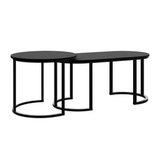 טען את התמונה לגלריה , זוג שולחנות סלון מעוצבים בשילוב מתכת ועץ שחור