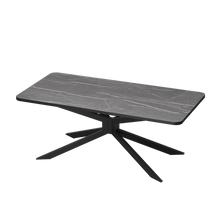 טען את התמונה לגלריה , שולחן פינת אוכל בגימור בטון ורגלי מתכת מושחרות ססגוניות וחזקות