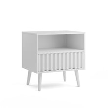 טען את התמונה לגלריה , שידת צד מודרנית עם מגירה מעוצבת ותא אחסון גדול בלבן