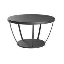 טען את התמונה לגלריה , שולחן עגול לסלון המשלב מתכת ועץ בשני צבעים לבחירה