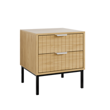 טען את התמונה לגלריה , שידת צד 2 מגירות בצבע אלון