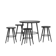 טען את התמונה לגלריה , החבילה המושלמת: שולחן בר עגול ו-4 כיסאות בר במראה עץ ומתכת מודרני בשני צבעים לבחירה
