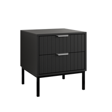 טען את התמונה לגלריה , שידת צד 2 מגירות בצבע שחור