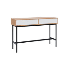 טען את התמונה לגלריה , קונסולת כניסה מרהיבה המשלבת עץ ומתכת אלון לבן