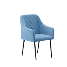 טען את התמונה לגלריה , כורסת קטיפה מרופדת ובדוגמת מעוינים טורקיז